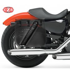 Sacoche pour Sportster Harley Davidson - Creuse pour accueillir l'amortisseur. Mod, fil orange ULISES - spécifique - Droite