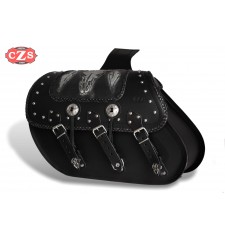 Rigid Saddlebags for Yamaha Drag-Star mod, SUPER STAR Classic - Skull/Bull - Braided Specific