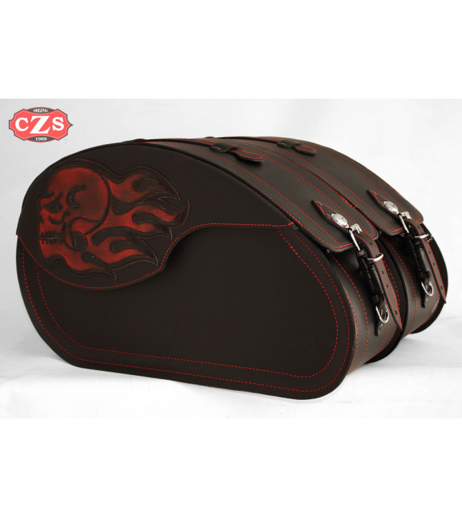 Rigid Saddlebags mod, NAPOLEON - Skull Flames - UNIVERSAL