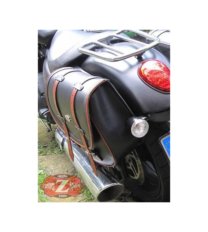 Sacoche latèral pour Triumph thunderbird mod, BANDO Bicolor Brun/Noir - Adaptable