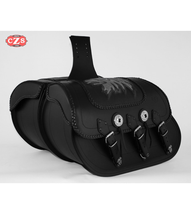 Alforjas Rígidas para Suzuki Intruder mod, SUPER STAR Básica - Cabeza Águila - Trenzados Específica