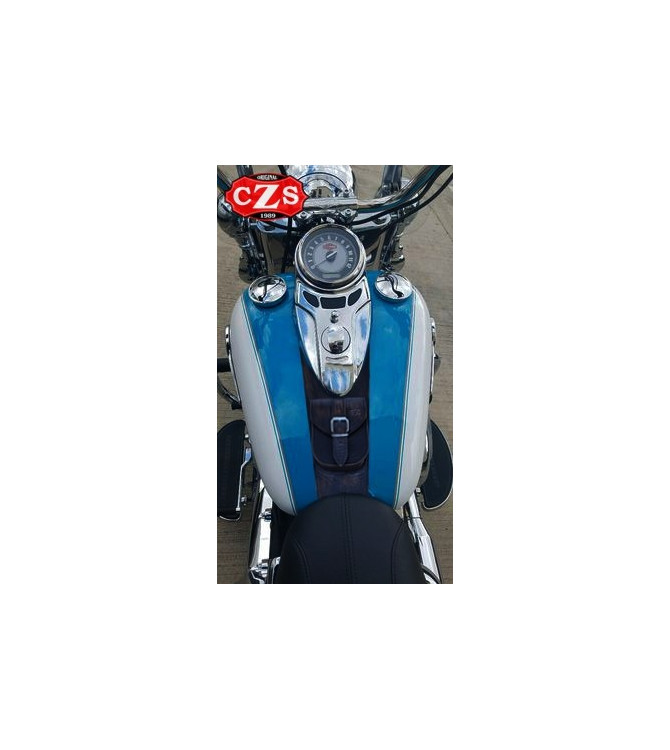 Vintage Leder Tankblende für Softail Harley Davidson mod, DEDALO - Verschließbare -