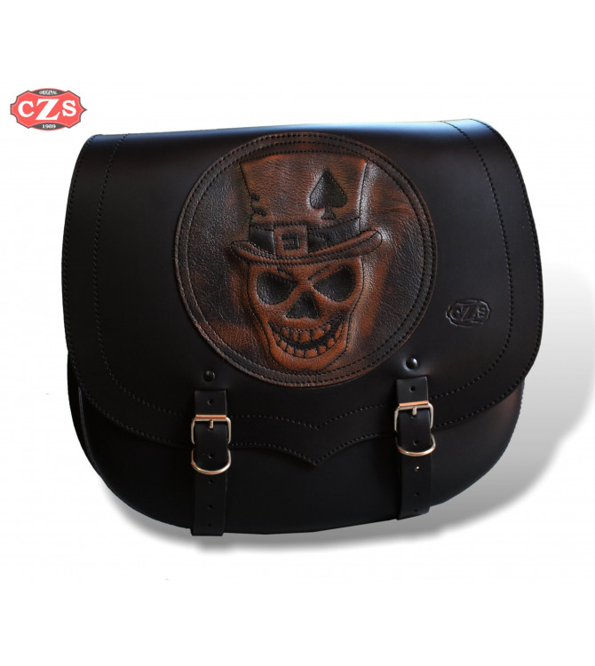Side Saddlebag mod, SPARTA - Skull Hat - Light Brown - UNIVERSAL