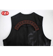 Patch en cuir gaufré mod, Interceptor - Brun -