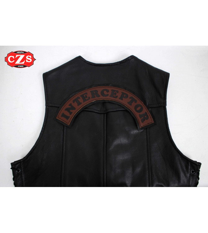 Patch en cuir gaufré mod, Interceptor - Brun -