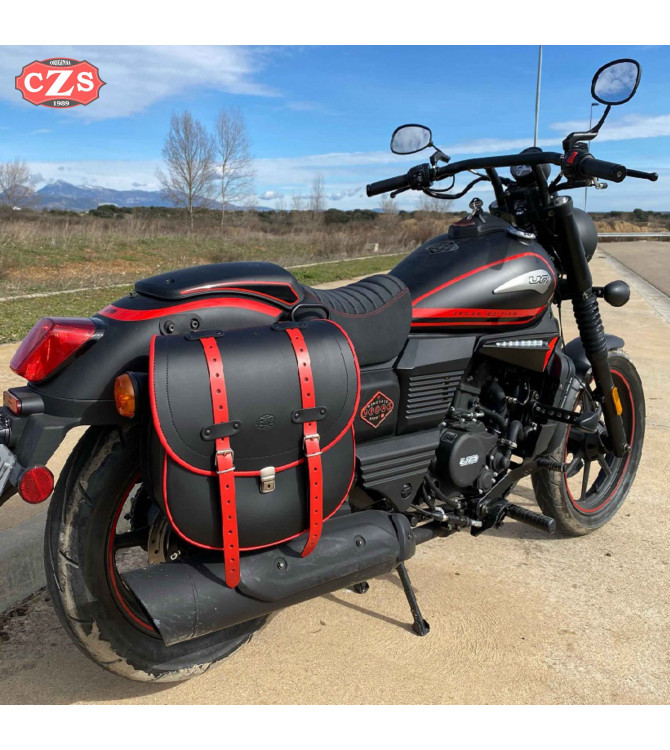 Saddlebag for UM Renegade Commando Vegas mod, BANDO Bicolor - Black / Red - Adaptable