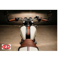 Panneau de réservoir pour Corbata Royal Enfield Continental GT mod. ORION - Noir bicolore avec marron