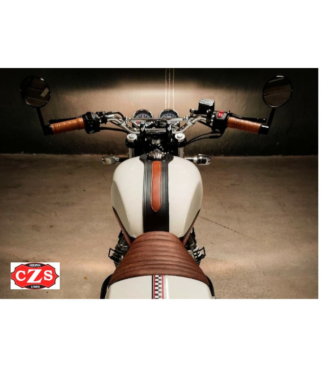 Tank panel for Corbata Royal Enfield Continental GT mod. ORION - Bicolor Black with brown