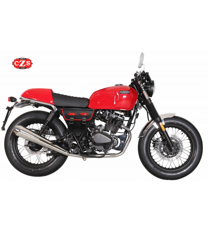 Alforja para motos Clásicas mod, MARBELLA estilo Cafe Racer - UNIVERSAL - Negro/Rojo