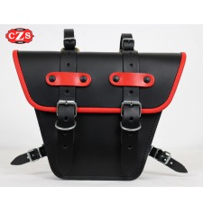 Saddlebag for Classic motorcycles mod,MARBELLA Cafe Racer style - UNIVERSAL - Black/White