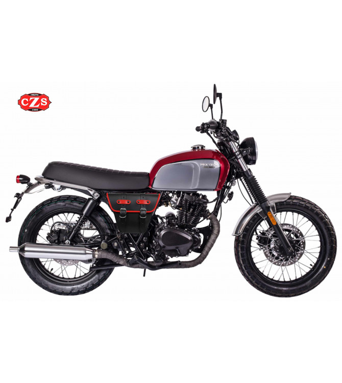 Satteltasche für klassische Motorräder mod, MARBELLA Cafe Racer Style - UNIVERSAL - Schwarz/Weiß