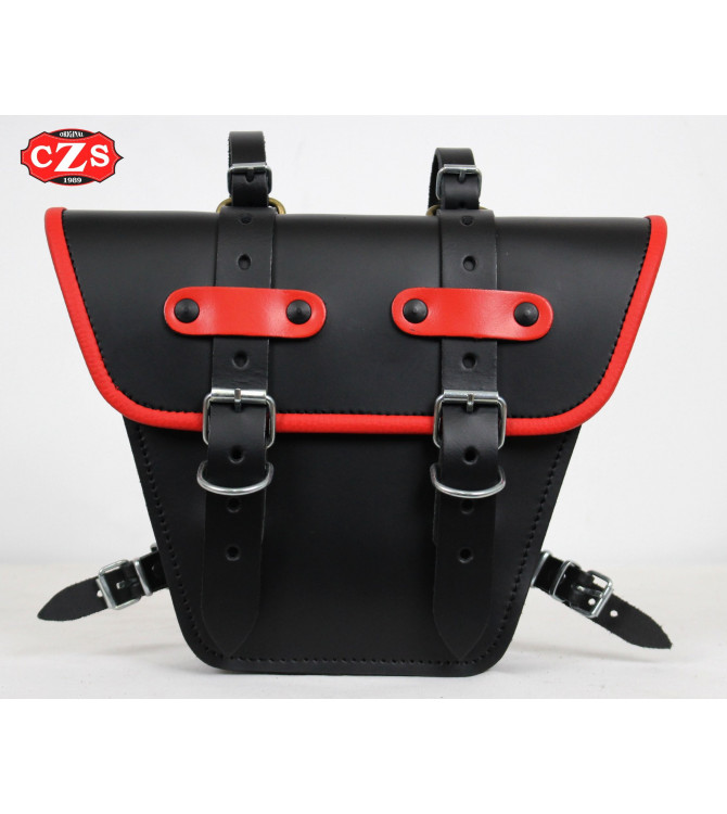 Satteltasche für klassische Motorräder mod, MARBELLA Cafe Racer Style - UNIVERSAL - Schwarz/Weiß