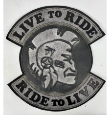 Parche Vintage Personalizado - LIVE TO RIDE - Gran Jefe - Gris -