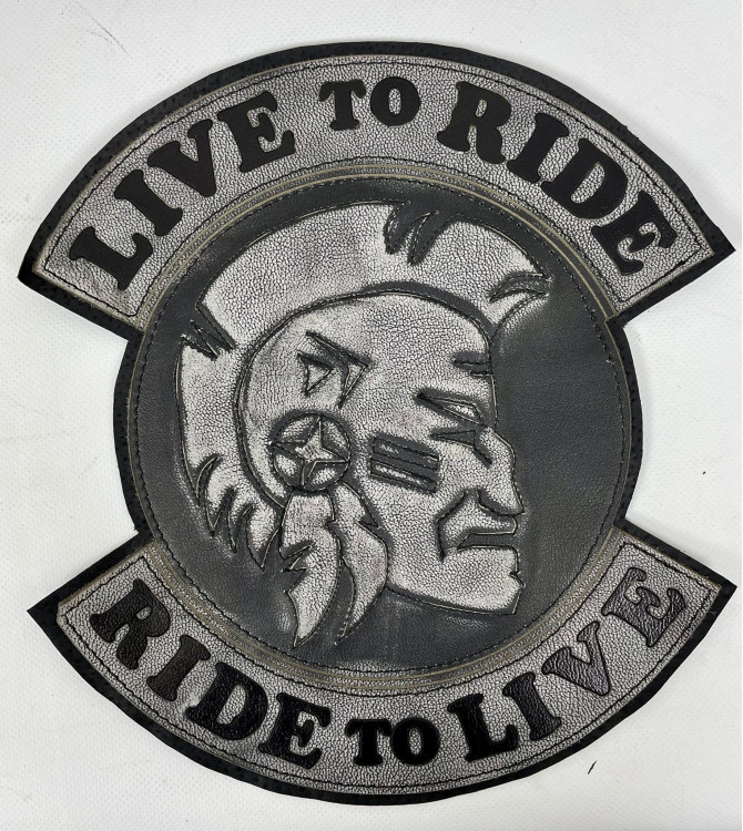 Parche Vintage Personalizado - LIVE TO RIDE - Gran Jefe - Gris -