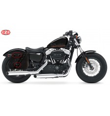 Sacoche pour Sportster Harley Davidson mod, SCIPION Basique - Brun clair - Creux Amortisseur - Spécifique - DROITE 