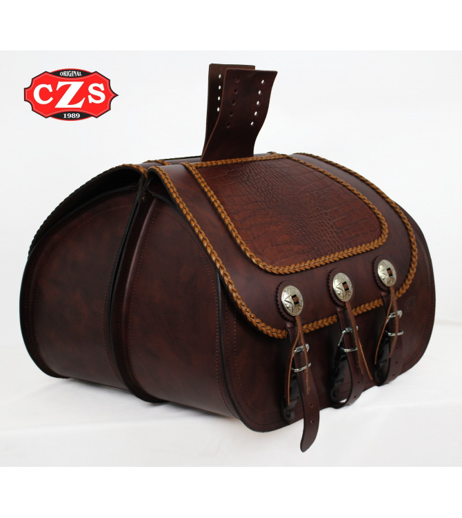 Satteltaschen mod, JABATO Basis Geflochtene - Kroko - UNIVERSAL- Braun