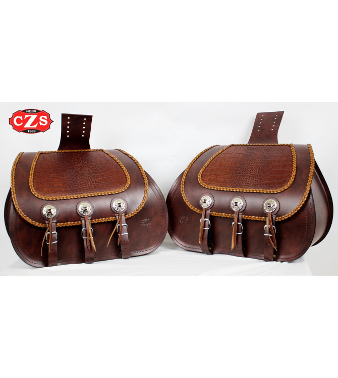 Satteltaschen mod, JABATO Basis Geflochtene - Kroko - UNIVERSAL- Braun