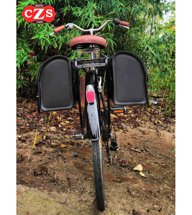ITAKA Borsa Laterale per Bici - Retro - Vintage - Classica - Colore Nero