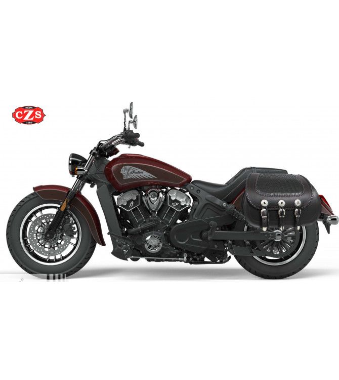 Set Borse Laterali mod, JABATO con trecce - filo bordeaux per Indian Scout Sixty