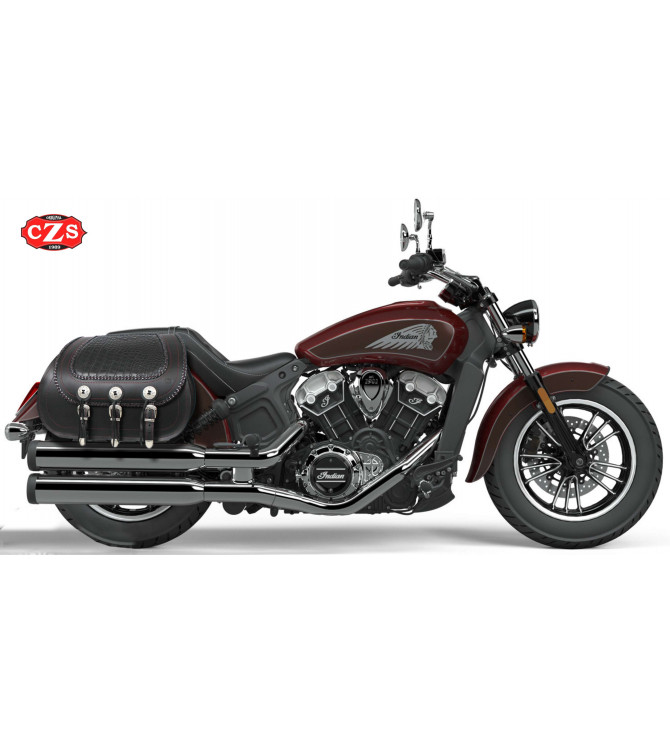 Set of Saddlebags mod, JABATO with braids - Bordeaux thread for Indian Scout Sixty