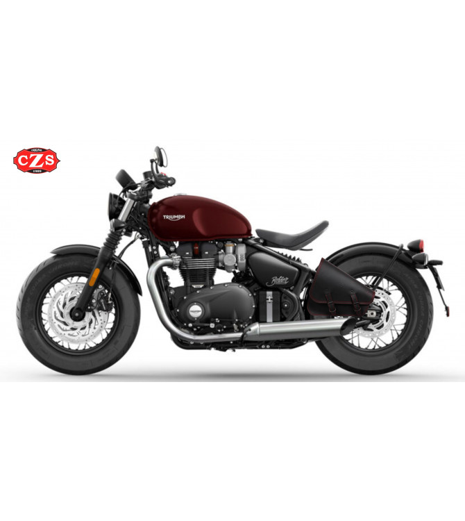 Alforja TRIDENTE Triumph Bobber 1200  (Especifica, negra hilo rojo