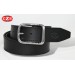 Ceinture en cuir noir avec boucle chromée (largeur 4 cm