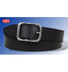 Ceinture en cuir noir avec boucle chromée (largeur 4 cm