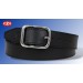 Ceinture en cuir noir avec boucle chromée (largeur 4 cm