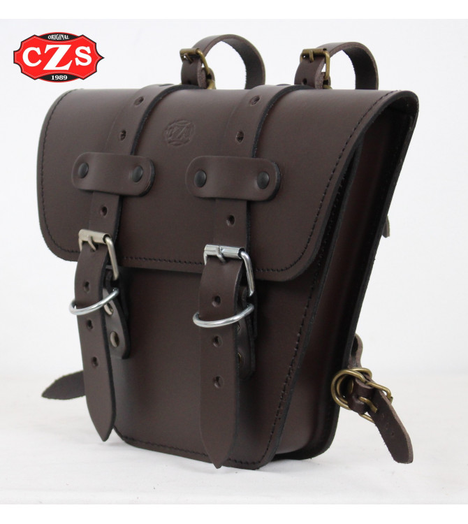 Saddlebag for Classic motorcycles mod, MARBELLA Cafe Racer style - UNIVERSAL -  Chocolate Brown