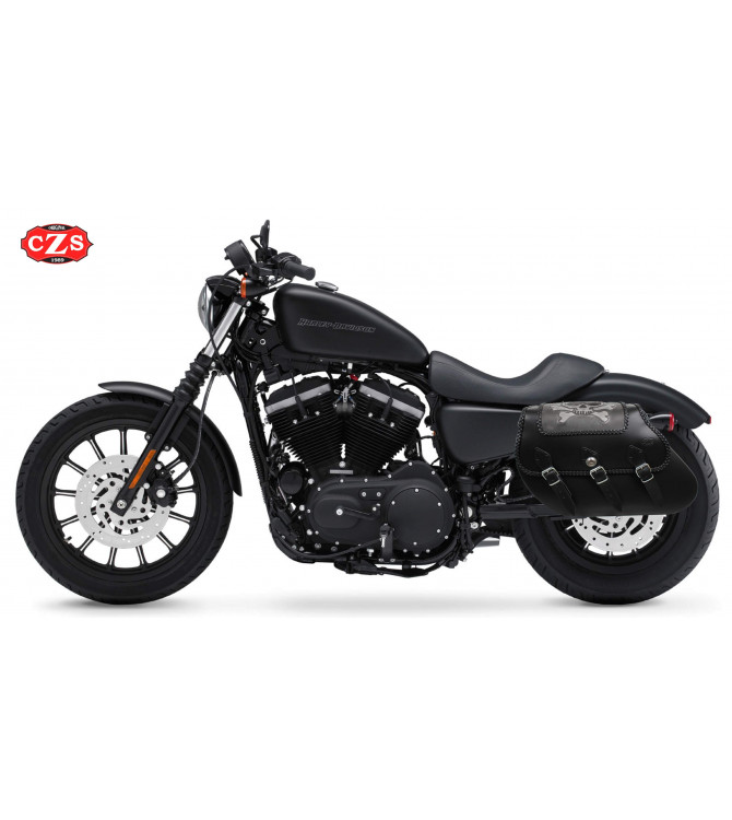 Set di Bisaccia per Sportster Harley Davidson mod, IKARO -  divario per ammortizzatore - Intrecciato Gotico -