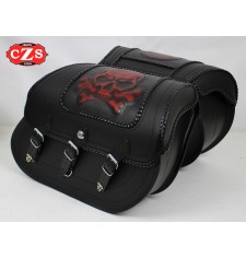 Rigid Saddlebags SUPER STAR Skull Tibias with Shock Absorber Hole - Specific. for Dynas - Harley Davidson