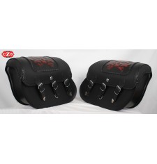 Rigid Saddlebags SUPER STAR Skull Tibias with Shock Absorber Hole - Specific. for Dynas - Harley Davidson