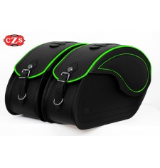 Alforjas Rígidas para Kawasaki Vulcan S 650 mod, VENDETTA - Perfil Verde - (2015 - 2020)