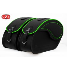 Alforjas Rígidas para Kawasaki Vulcan 900 (hasta año 2020) mod, VENDETTA - Perfil Verde -