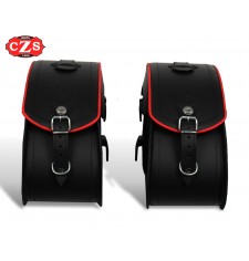 Rigid Saddlebags for Kawasaki Vulcan S 650 - 2018 - mod, VENDETTA - Red Profile -