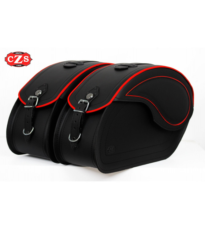Starr Satteltaschen für Street 750 Harley Davidson mod, VENDETTA - Rot Profil -