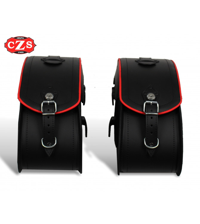 Starr Satteltaschen für Street 750 Harley Davidson mod, VENDETTA - Rot Profil -