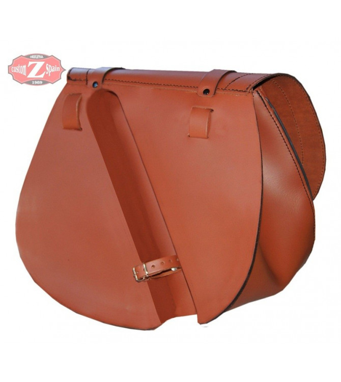 Alforja Lateral para Sportsters Harley Davidson mod, SPARTA Hat-Skull Marron cuero