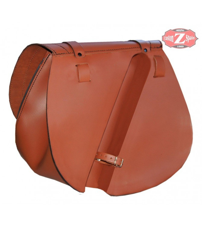 Alforja Lateral para Sportsters Harley Davidson mod, SPARTA Hat-Skull Marron cuero