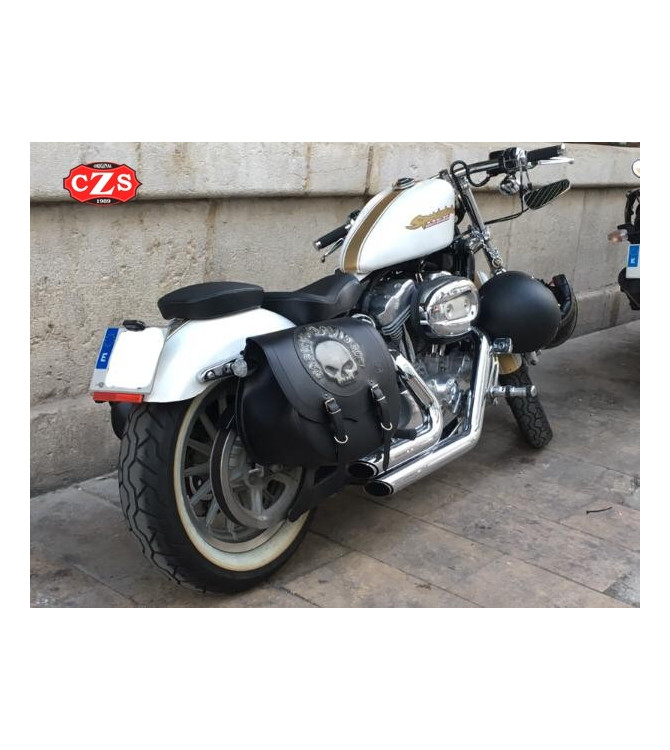 Satteltasche für Sportster Harley Davidson mod, SPARTA - Willie HD - Hohl für Stoßdämpfer - LINKS 