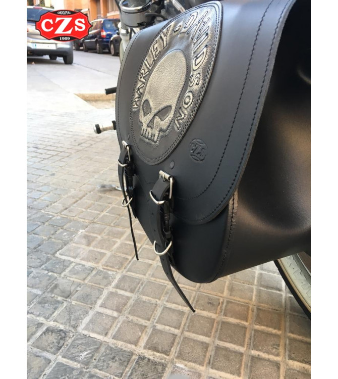Bisaccia per Sportster Harley Davidson mod, SPARTA - Willie HD - foro per ammortizzatore - SINISTRA