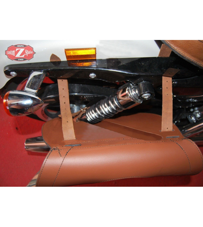 Alforja Lateral para Sportsters Harley Davidson mod, SPARTA Hat-Skull Marron cuero