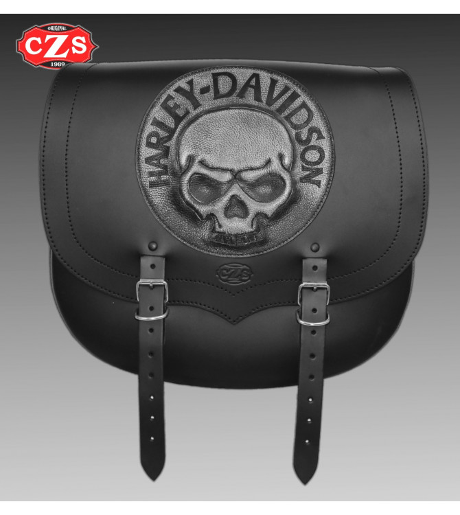 Sacoche Latéral pour Softail Harley Davidson mod, SPARTA - Crâne - Spécifique
