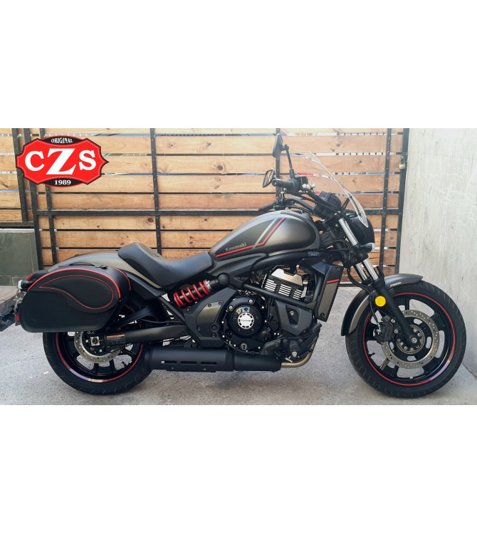 Starr Satteltaschen für Kawasaki Vulcan S 650 - 2018 - mod, VENDETTA - Rote Profil -