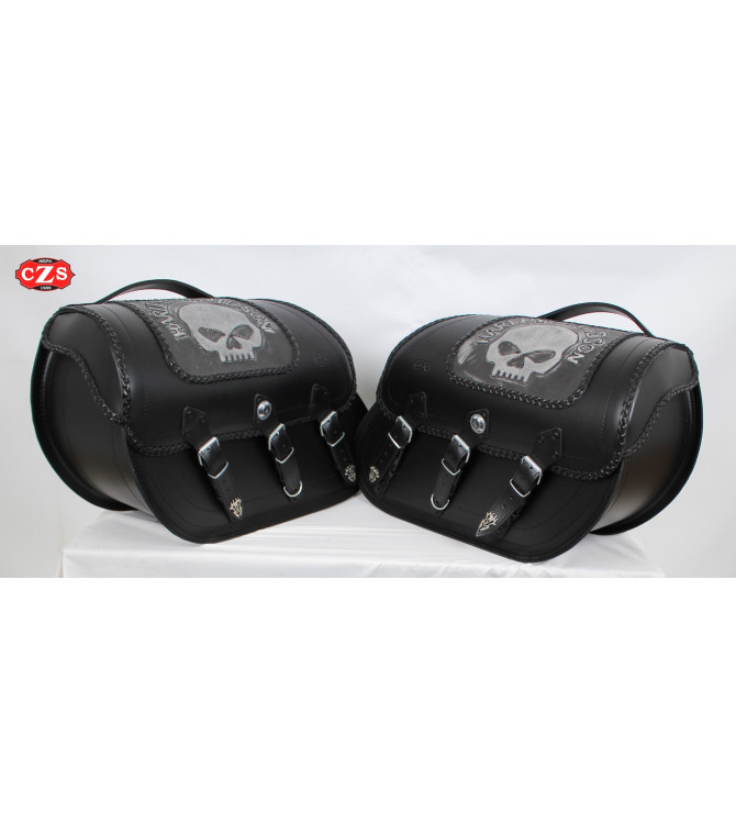 Starre Satteltaschen für Dyna Harley Davidson Mod, SUPER STAR Willie mit abnehmbaren Klickfix-Halterungen und Ankern