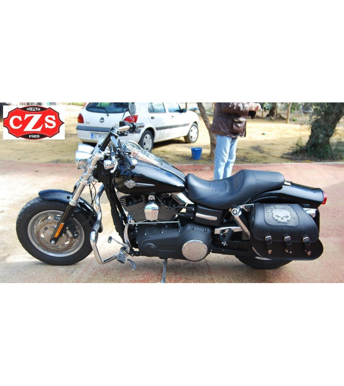 Rigid Saddlebags for Dyna Harley Davidson mod, SUPER STAR Willie with removable Klickfix supports and anchors