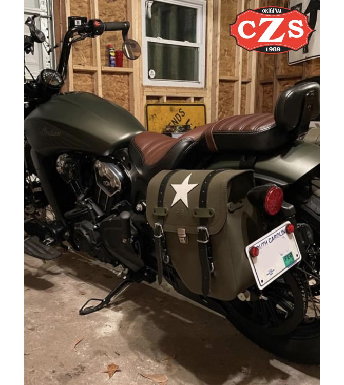 Alforja para Indian® Scout® Bobber mod, CENTURIÓN PLATOON - White Star - IZQUIERDA