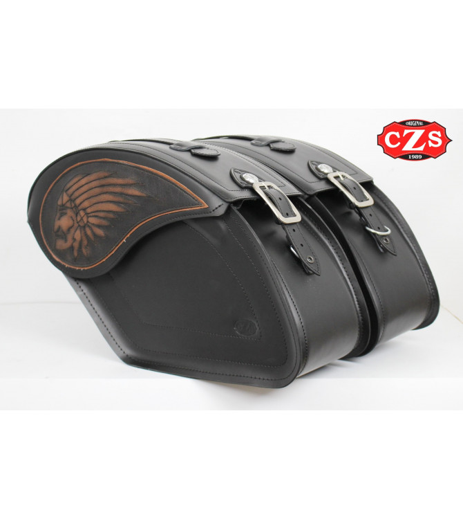 Borse laterali rigide per Indian® Scout® Bobber mod, LEGEND - Big Boss - Nero/Marrone -
