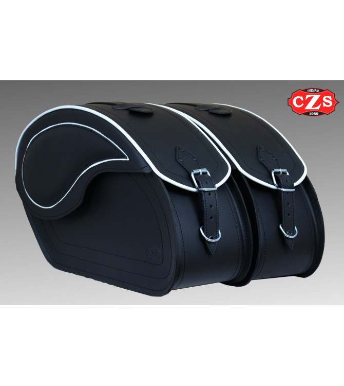 Sacoches Rigides pour Kawasaki Vulcan 900 mod, VENDETTA - Profil Blanc -