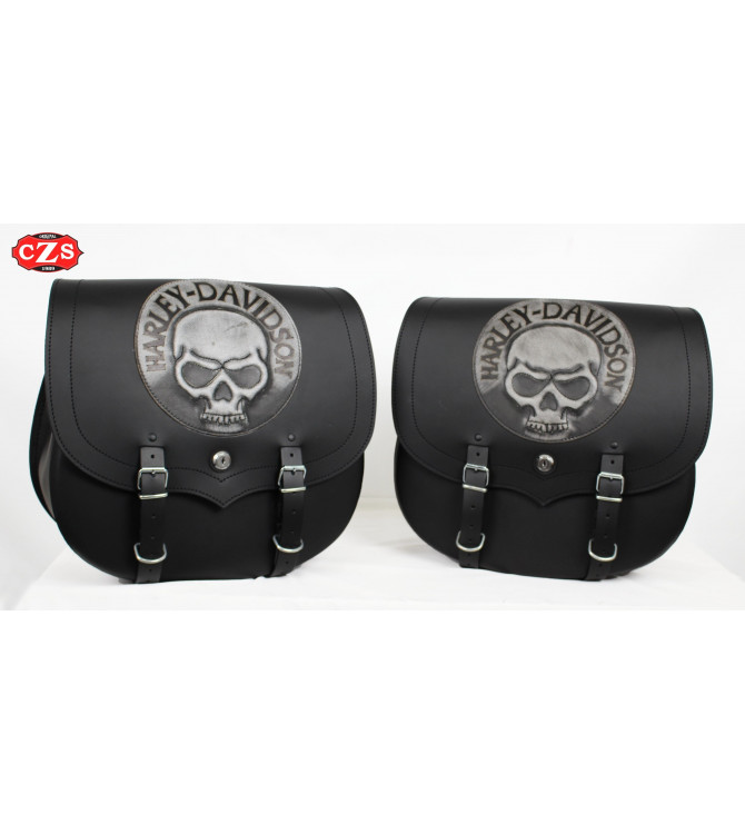 Saddlebags for Sportster Harley Davidson mod, SPARTA - HD Skull - Adaptables